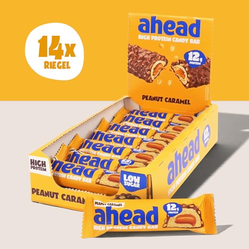 ahead Protein Riegel | Peanut Caramel | 14x 45g Extra softer Protein Riegel mit cremigem Kern | Low Carb Eiweißriegel ohne Zuckerzusatz & ohne Palmöl 3