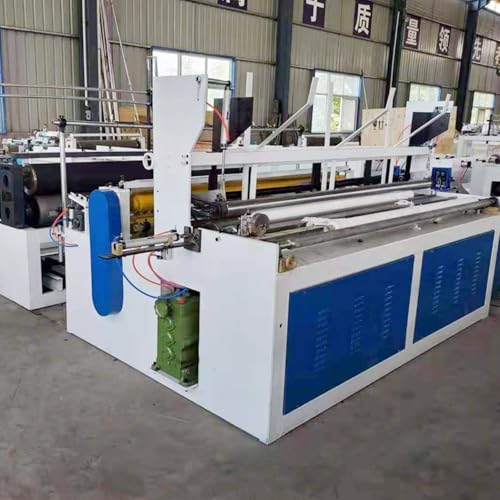 Línea de producción de papel higiénico, máquina para fabricar rollos de servilletas de papel higiénico con características integradas de corte y etiquetado