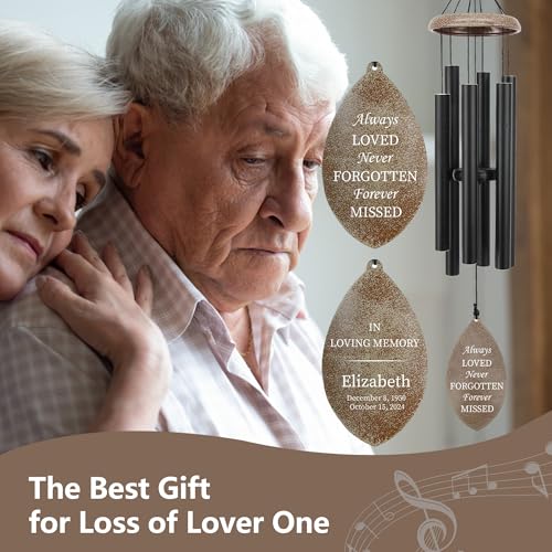 Image of ASTARIN Deep Tone Memorial Wind Chimes Personalized, Sorry for You Loss Bereavement Gifts, Outside Condolence Wind Chime for Loss of Mother Father,Produced in Texas