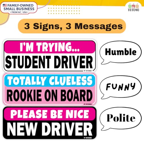 Image of Non-Magnetic Student Driver Sticker for Car New Drivers Vehicle Safety Sign Decal Window Cling Rookie Learner Removable Bumper Stickers Please Be Patient (3pc Set)