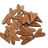 100 Pcs 2 Holes Love Heart Wood Buttons Sewing Buttons DIY Craft Decoration