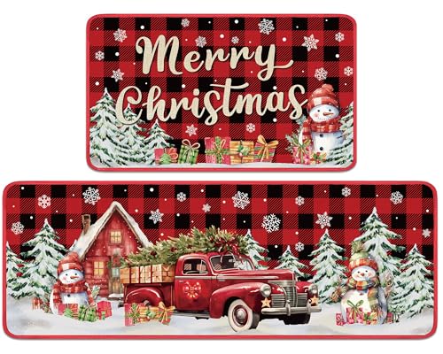 Tapis de cuisine de Noël antidérapant grand format écossais - 2