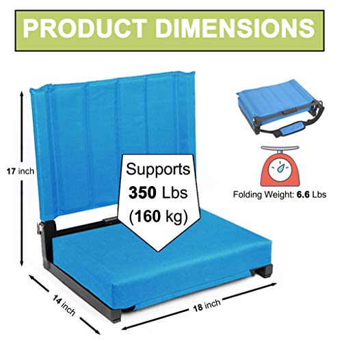 SPORT BEATS Stadium Seats for Bleachers Stadium Chair with Back Support and Wide Padded Cushion-Includes Shoulder Strap and Cup Holder