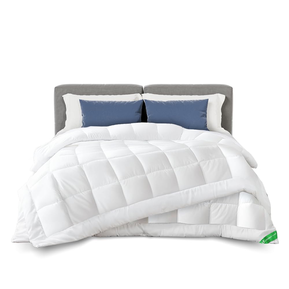 vounot Licht dekbed, 200 g/m², 155 x 200 cm, getemperd dekbed van microvezel, zachte vulling, ademend, Oeko-Tex-gecertificeerd, wit