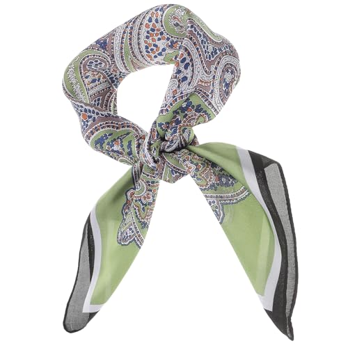 VILLCASE Pañuelo Cuadrado Pequeño de Imitación de Seda Verde 70X70 CM para Mujer Pañuelo de Trabajo Elegante Estampado Floral Accesorio Versátil para Oficina y Uso Diario
