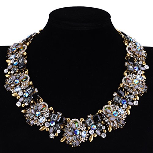 Crystal Rhinestone Statement Necklace, Vintage Chunky Chain Choker Collar Bib Statement Necklace Fashion Costume Jewelry Necklaces for Women3