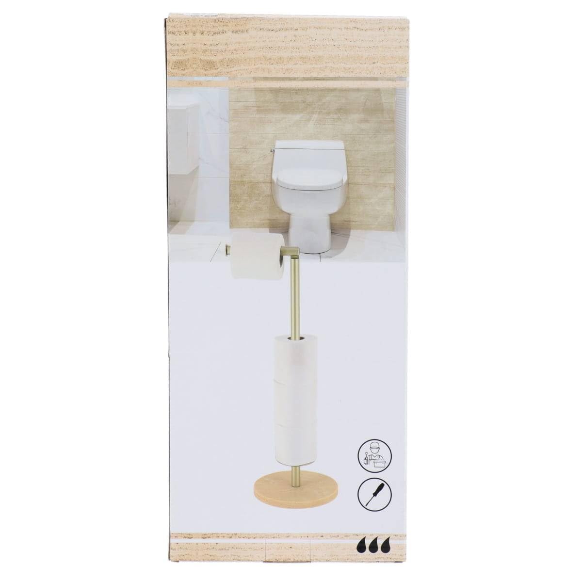 TENDANCE - Reserve et derouleur Papier WC polyresine Metal Dore - travertin