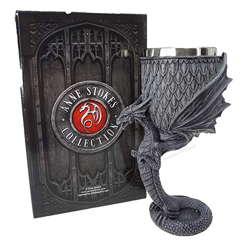 Open Winged Gargoyle Dragon Resin Figurine Goblet Drinkware with Removable Stainless Stain Inner by Anne Stokes -The Age of Dragons