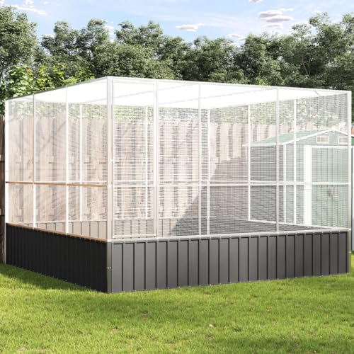 loibinfen Steel Aviary Silver, Steel Bird Cage, Outdoor Aviary Parrot