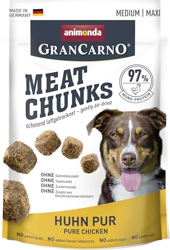 animonda Meat Chunks Huhn Pur (80 g), getreidefreie Hundeleckerlis für ausgewachsene Hunde, leckere Hunde Leckerlis mit viel Fleisch, Hundeleckerlies zum Belohnen und Verwöhnen