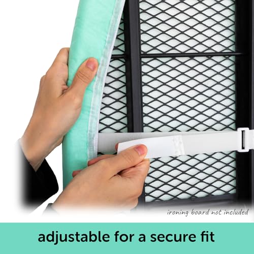 Image of Oliso Ironing Board Cover, Durable 100% Cotton Lined with Professional Grade Felt pad - Fits Standard 54 inch x 15 inch Boards, a Wide Elastic Edge, Two Adjustable Straps for Secure Fit (Aqua)