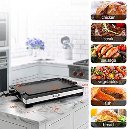 Gotoll Elektrischer Tischgrill, Elektrogrill antihaftbeschichtet Grillplatte, raucharmer Indoor BBQ Grill, abnehmbarer… – Bild 3