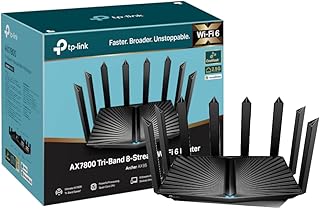 TP-Link AX7800 Tri-Band Gigabit Wi-Fi 6 Router, Wi-Fi Speed up to 7800 Mbps, 1×2.5 Gbps+4×1 Gbps Ports, 1.7 GHz Quad-Core CPU, USB 3.0+2.0, Ideal for Gaming Xbox/PS4/Steam&4K/8K, OneMesh™(Archer AX95)