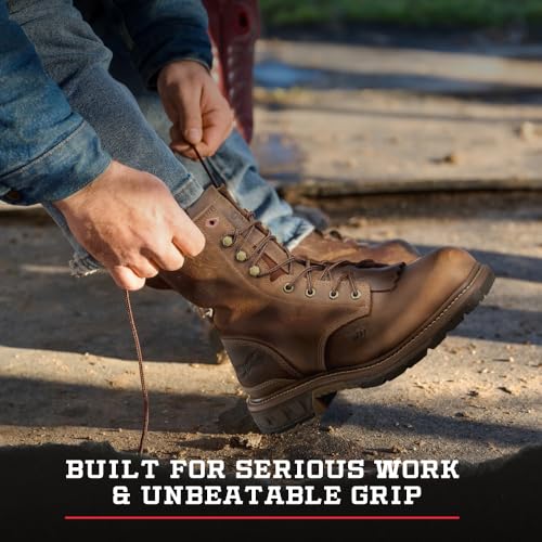 PHANTOM RIDER Men's Dailor 8” Wide Square Composite Toe Lacer Work Boots with Dual-Density Comfort Footbed & Oil- and Slip-Resistant Outsole 6