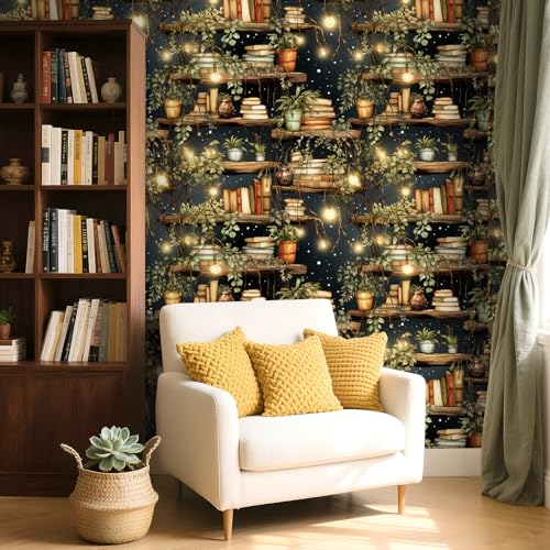 Papier peint noir ReWallpaper rouleau adhésif rénovation meuble étagère - 8