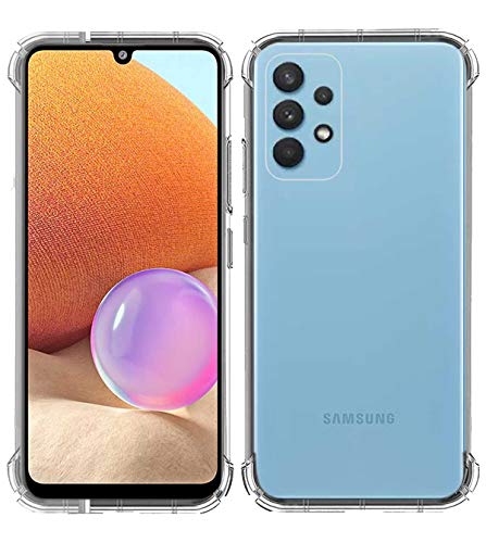 Image of Soft Flexible Silicone Back Cover (Samsung Galaxy A32 5G, Transparent Case + Screen Guard)