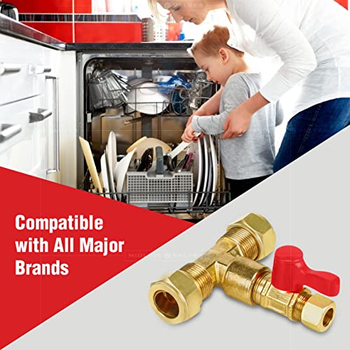 Image of Midline Valve EXW38-OM Dishwasher Shut Off Valve; 5 /8 in. Comp x 1 /2 in. SWT x 3 /8 in. Comp; Cast Brass