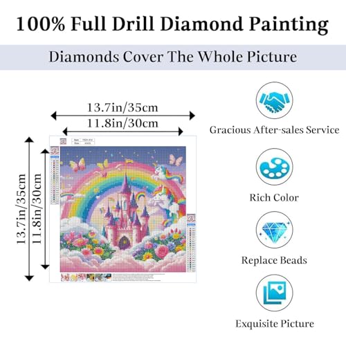 Image of JAKI Diamond Art Painting Kits for Adults Castle,Diamond Art for Adults Cartoon,Full Drill Diamond Art Kits for Gift Home Wall Decor(13.8x13.8inch)