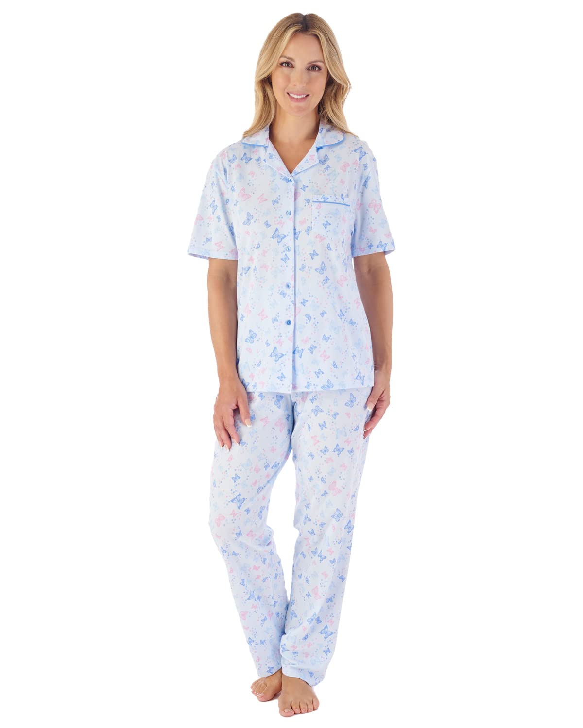 Slenderella Butterfly Button Pyjamas PJ03104 Blue 20-22