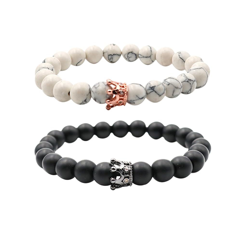 ORiTi Couples Mutual Attraction Bracelets Vows of Eternal Love Charms Jewelry Gifts Set for Lover Women Men 8mm Beads Bracelet