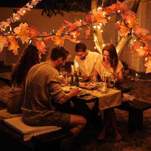 Gagalife HCH-35/1FD14 Fall Decor 11Ft Fall Garland With Lights - 50 Bulbs Plug In Fall Lights, Thanksgiving Decorations Indoor Outdoor Connectable Fall String Lights Leaves thumb #4