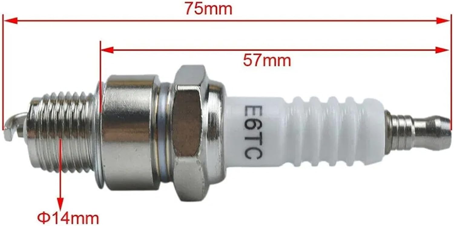 Motorcycle Spark Plug E6TC BP6HS Compatible with Ya-ma-ha PW50 PW80 PW60 LT50 LT80 50cc-150cc ATV Quad Moped Scooter Go Kart Dirt Bike(E6TC-1PC)