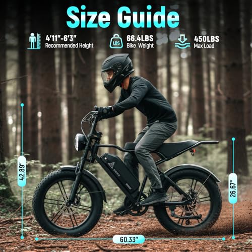 Image of TST Electric Bike for Adult, Up to 28 MPH and 60 /100 Miles Long Range E Bike, 20 inch Fat Tire E-Bike, 1500W Peak Motor, 48V 15Ah /25Ah Removable Battery, Dual Suspension (25Ah-Black)