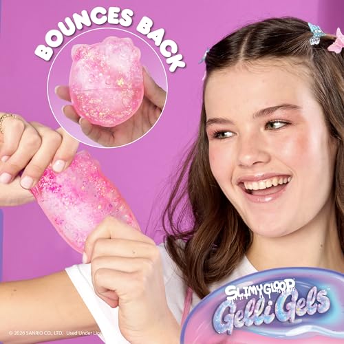 Image of Hello Kitty SLIMYGLOOP Gelli Gels 3 Pack, Cinnamoroll, Hello Kitty, Kuromi Slow-Flow Glitter Squishy Sensory Toys, Squeeze Stress Toy for Kids & Teens, Satisfying Sugar Squish Fidget