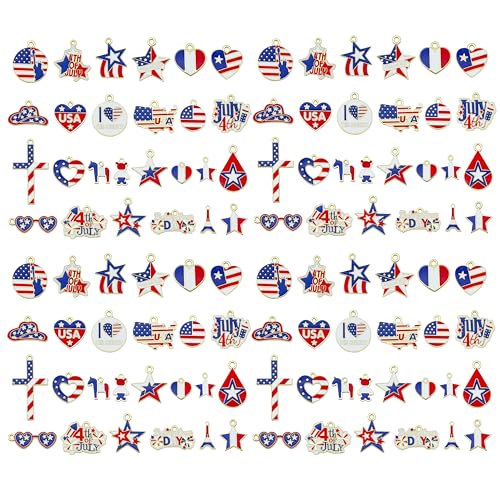WOCRAFT 40Pcs/20 Pairs Charms for Jewelry Making Assorted Enamel Charm Pendants for Necklace Earring Bracelet Crafting (Patriotic Charms SN1219)