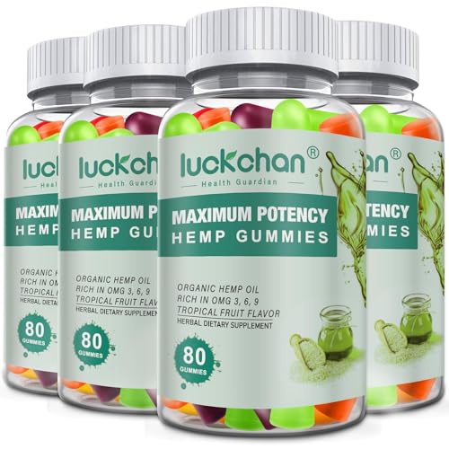 (4 Packs) Hemp Gummies High Potency for Sleep, Pain, Anxiety- Pur...
