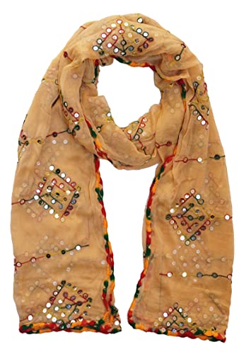 Dupatta en mousseline brodée de soie, l'art du détail beige