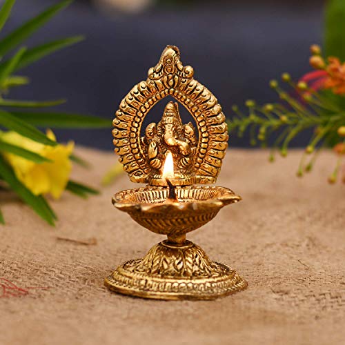 Collectible India Ganesha Diya Oil Lamp - Diwali Diya for Puja Diwali Gift Home Temple Articles Decoration Gifts - Diwali Decoration Items for Home De