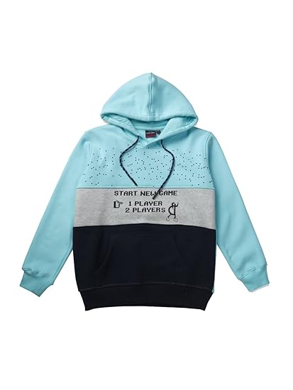 Boys Sky Blue Chest Printed Sweat Shirt