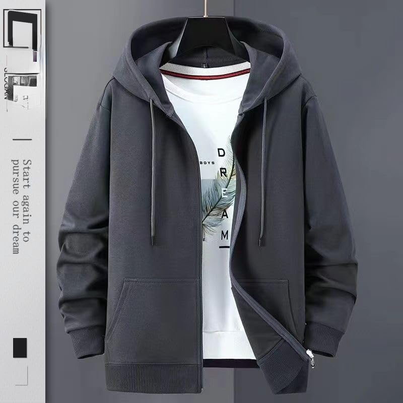 ZITEZHGO Emo Streetwear Black Hoodied Coat with Pocket Men Teen Boy Plus Size Jacket Punk Grunge Clothes Top2