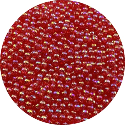 Pinhoollgo 1000pcs 6mm Acrylic Round Beads AB Colors Acrylic Beads Round Spacer Beads with Hole for DIY Bracelet Necklace Jewelry Making Supplies Handmade Craft(Red AB)