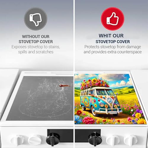 Image of HOMETITUTE Spring Stove Top Cover 28x20 Flower Van Countryside Heat Resistant