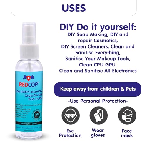 Image of REDCOP IPA Isopropyl alcohol 99.9% Spray | (CH3)2-CH-OH CAS: 67-63-0 | Premium Grade Pure without mixing | For Technical Use | 100ML Pack of - 2