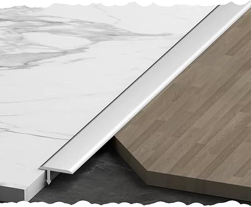 HCZION Tiras de umbral para puertas, tiras de transición para moldura en T, reductor de umbral de puertas antideslizante, cubierta de costura plana