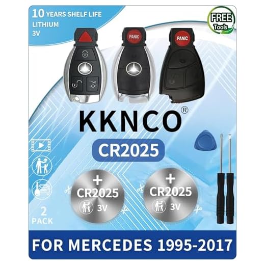 Key Fob Battery Replacement for Mercedes-Benz C-Class E-Class ML S-Class Sprinter GLC GL CLA CLK GLE GLA SLK SL CLS GLS R C300 E350 ML350 C280 (Check Fitment Guide) 2 Packs CR2025 Batteries
