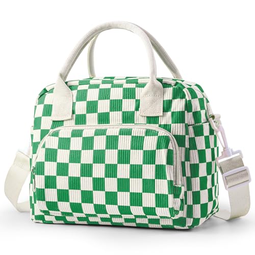 Cute Lunch Bag for Women, Corduroy Insulated Lunch Box for Work Lunch Tote Bag Women, Reusable Insulated Cooler Lunch Box for Travel