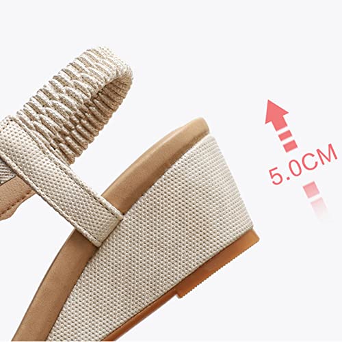 Sandals Women's Large Sandals Summer Lightweight and Simple Shoes Slope Heel Sandals Women's Shoes Sandal(C,40)4