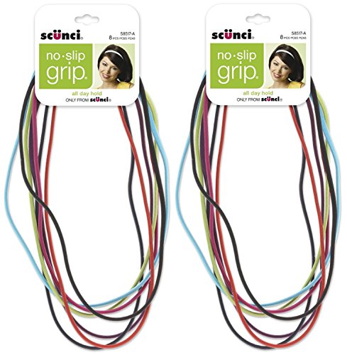 Scunci No-slip Grip Flat Bright Headwraps, 4mm (16 Count)