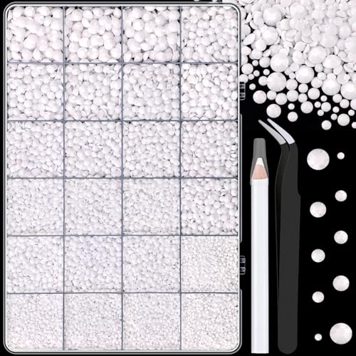Image of 25000Pcs Resin Rhinestones with Tweezers for Crafting, White 2-6mm Mixed Sizes Non Hotfix Flatback Gems, Bedazzling Crystal for DIY Craft Clothing Mugs Tumblers Shoes Fabric Decor Nail Art