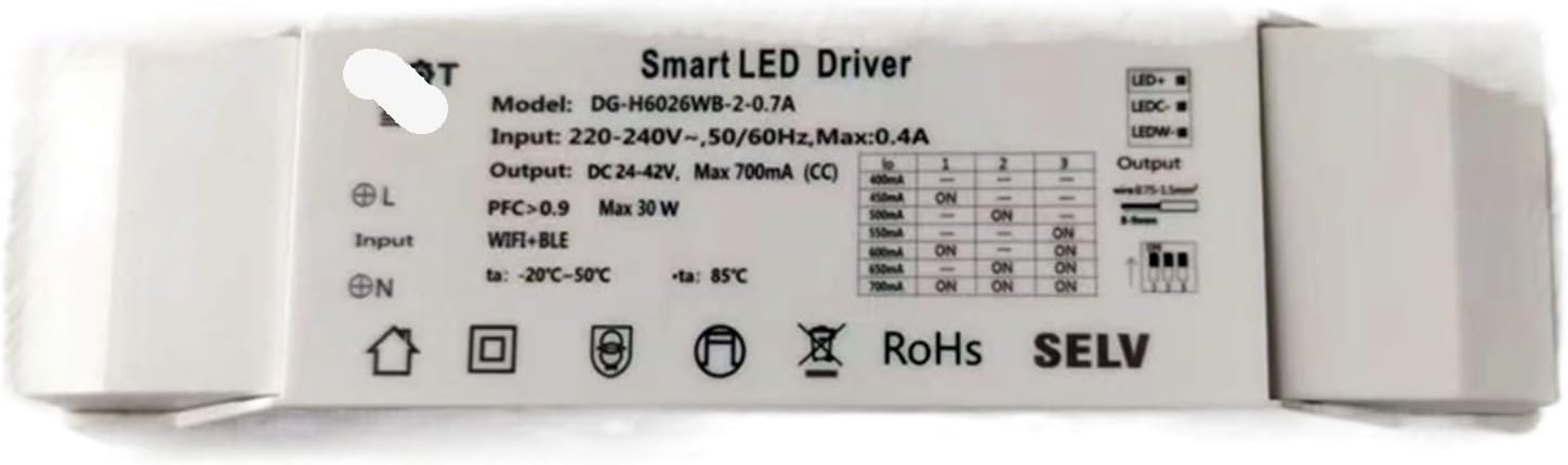Dual Color Temperature dimming Intelligent Power Supply 18-30W with DIP Switch Intelligent Drive/dimming