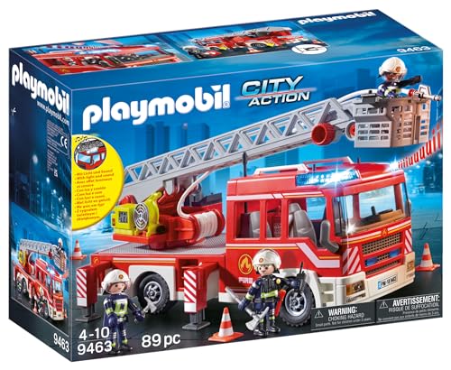 PLAYMOBIL City Action 9463 Camión de Bomberos con Escalera,
