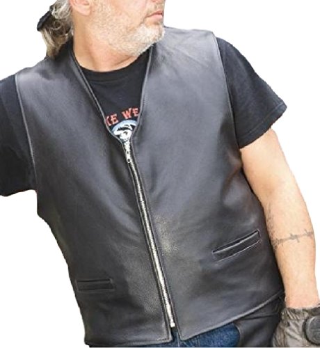 REED Men's Naked Cow Leather Motorcycle Zipper Vest Made in USA