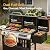 Sophia & William 3-Burner Gas and Charcoal Grill Combo with Offset Smoker - Dual Fuel BBQ Grill, 840 sq. in. Cooking Area, Heavy Duty Propane Barbecue for Outdoor Patio Cooking, Black