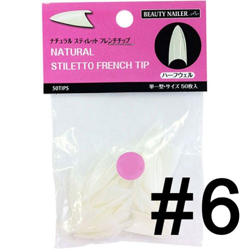ビューティーネイラー ネイルチップ ナチュラルスティレットフレンチチップ PNSF-6 #6