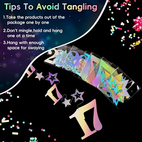 Image of Eucutur Iridescent 17th Birthday Decorations for Girls Boys, Pre-Strung Glitter Twinkle Number Vintage 2009 17 Years Old Hanging Streamer Banner Party Supplies, Seventeen Bhday Decor