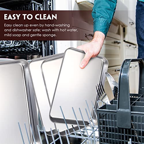 Zopeal 12 Pieces Baking Sheet Pan Cookie Sheet Set for Oven Stainless Steel Trays Nonstick Small Serving Tray Cake Toaster Metal Food Trays, Oven and Dishwasher Safe - Image 7